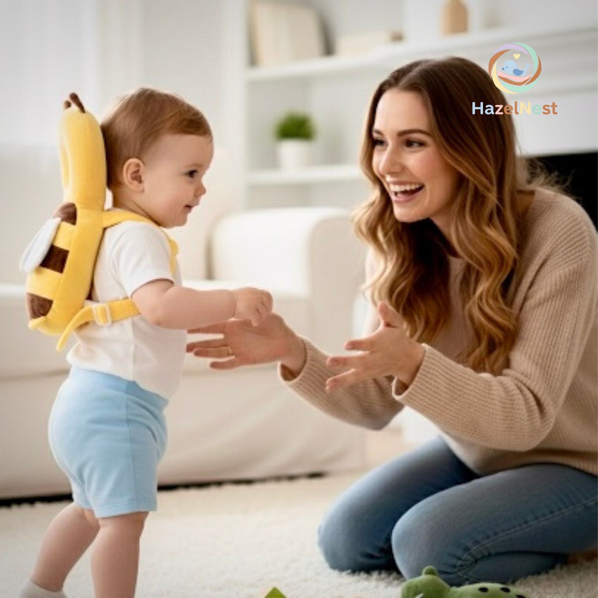 SoftBee baby head protector cushion in bee design
