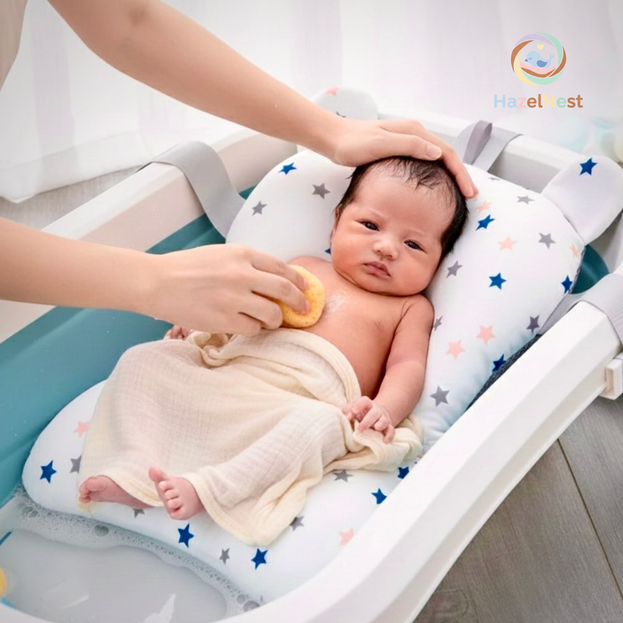 Soft baby bath cushion for safe bathing support
