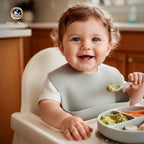 Complete baby feeding set with divided plate and utensils
