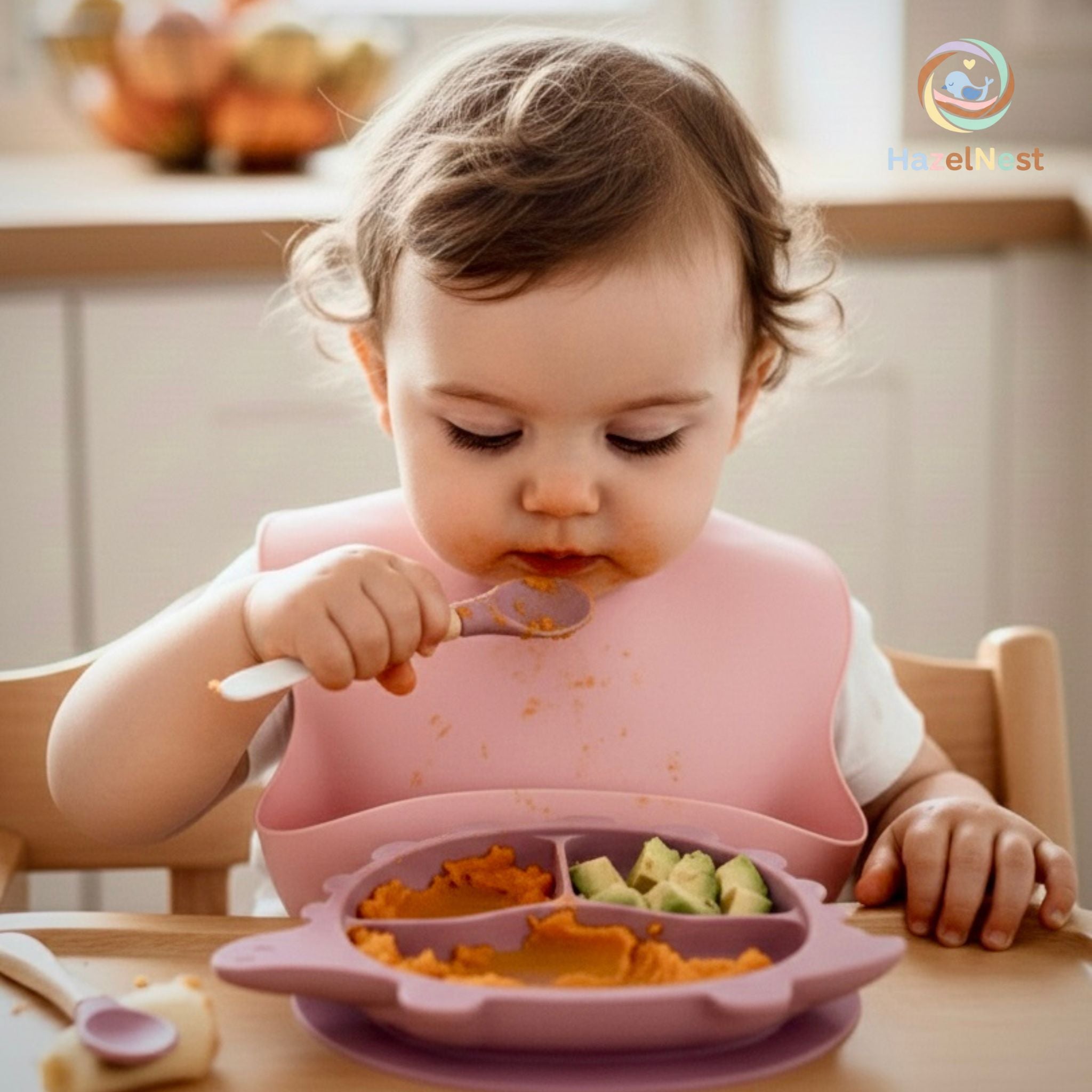 Dinosaur-themed baby feeding set with suction plate

