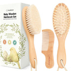 Natural walnut wood baby grooming set for newborns
