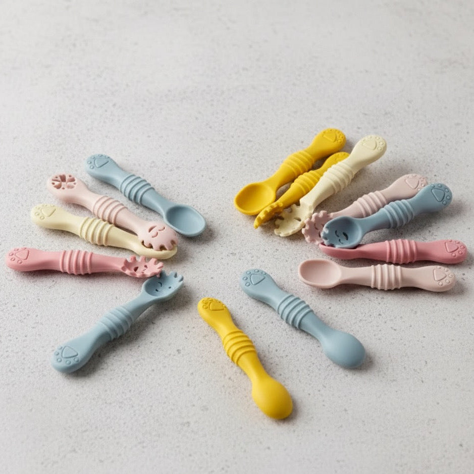 Gentle silicone spoons safe for baby's gums