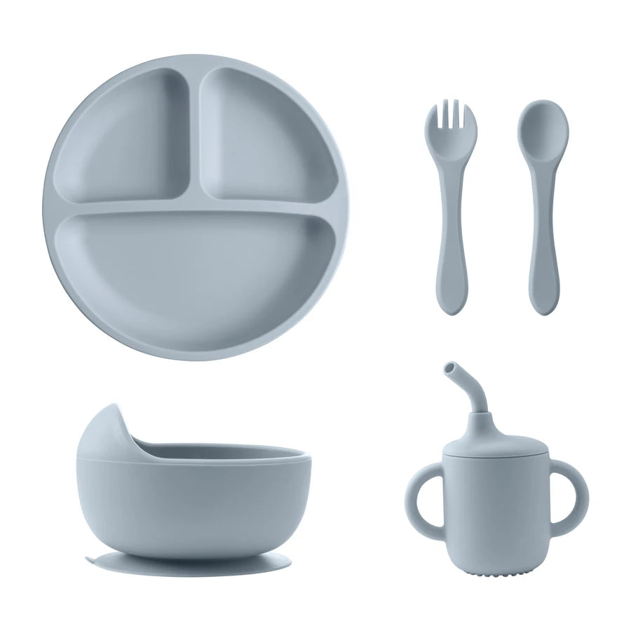 5-piece silicone tableware set for babies and toddlers
