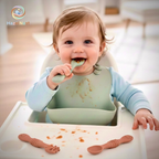 Baby spoons with non-slip grip handles
