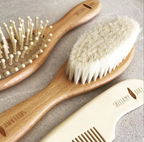 Natural walnut wood baby grooming set for newborns
